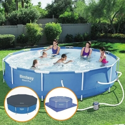 Piscina Estrutural 6.473 Litros + Filtro + Capa + Forro Bestway Menor preço em Piscina Estrutural 6.473 Litros + Filtro + Capa + Forro Bestway