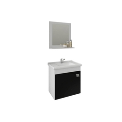 Gabinete Suspenso para Banheiro Íris 46x44,8cm Branco E Preto Menor preço em Gabinete Suspenso para Banheiro Íris 46x44,8cm Branco E Preto