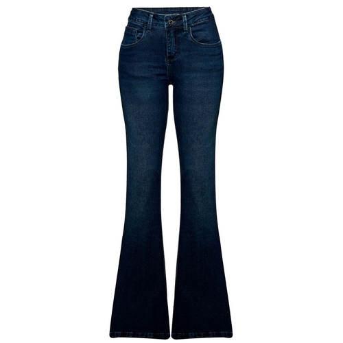 calça jeans preta feminina flare