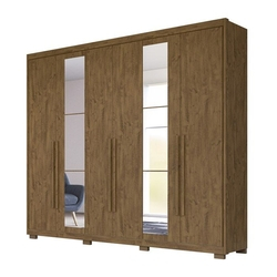 Menor preço em Guarda Roupa Casal Barcelona 6P Com Espelho Castanho Wood Moval