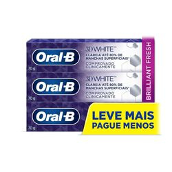 Menor preço em Creme Dental Clareador Oral-B 3D White Brilliant Fresh 70g - 3 Unidades