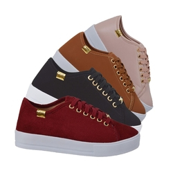 Kit 4 Pares Tênis Feminino Casual Flatform Sola Alta B390 Menor preço em Kit 4 Pares Tênis Feminino Casual Flatform Sola Alta B390