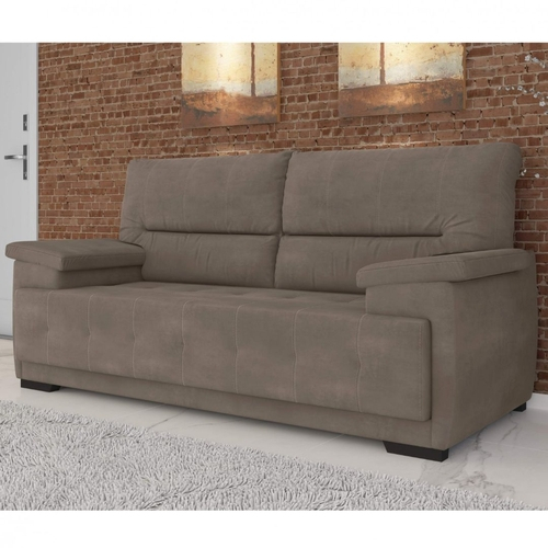 Sofá 3 Lugares Suede Veludo Plush Lisboa Espresso Móveis Capuccino Lugares Suede Veludo Plush Lisboa