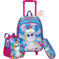 Kit Mochila Infantil Escolar Unicórnio Rodinha Carrinho Menina Estojo 2 Compartimentos + Lancheira Térmica Menor preço em Kit Mochila Infantil Escolar Unicórnio Rodinha Carrinho Menina Estojo 2 Compartimentos + Lancheira Térmica