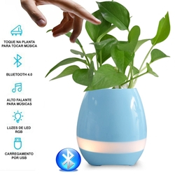 Vaso de Planta MUSICAL Caixa de Som BLUETOOTH Led Decorativo Sensor de Som - AZUL Menor preço em Vaso de Planta MUSICAL Caixa de Som BLUETOOTH Led Decorativo Sensor de Som - AZUL