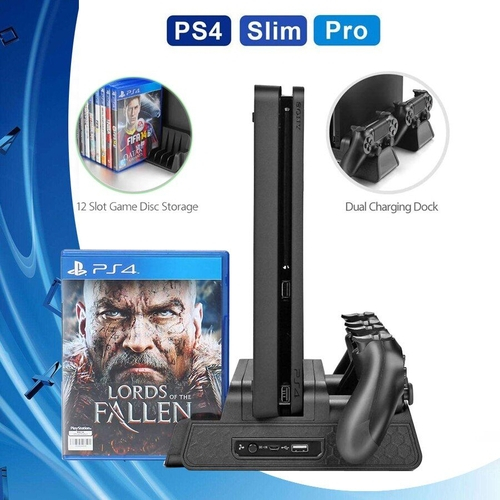 PS4 / Magro / PRO Vertical Stand com Ventilador Cooler carregador duplo Controlador doca de carregamento Play Station 4 PS 4 Jogos Acessórios PS4 / Magro / PRO Vertical Stand com Ventilador Cooler carregador duplo Controlador doca de carregamento Play Station 4 PS 4 Jogos Acessórios