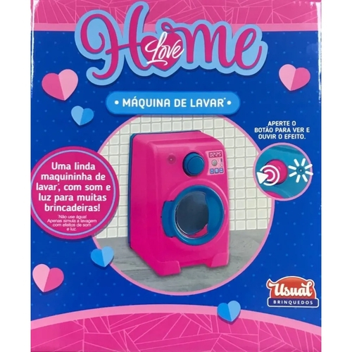 Máquina de Lavar Home Love, Usual Brinquedos, 360, Azul/Rosa