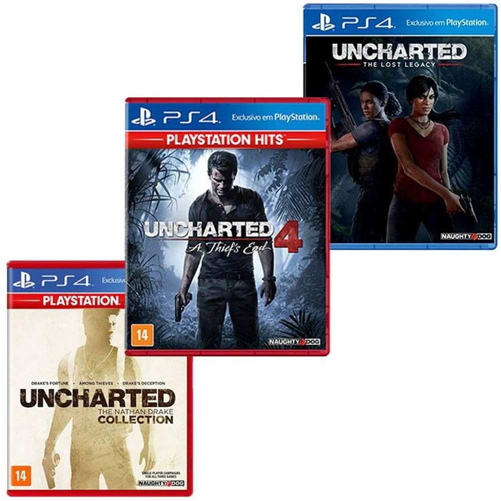 Combo Uncharted 1, 2 e 3 Mostruário - Nelson Games