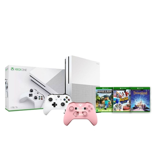 Console Xbox One S 1tb 4k 2 Controles Minecraft e Kit Com 3 Jogos Infantis - Microsoft Console Xbox One S 1tb 4k 2 Controles Minecraft e Kit Com 3 Jogos Infantis - Microsoft