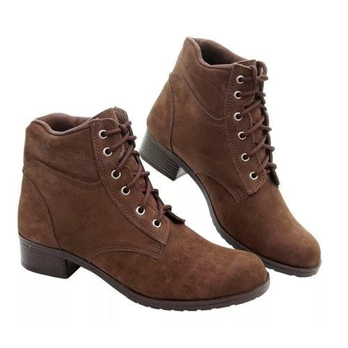 bota de couro com cadarço feminina