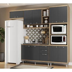 Cozinha Compacta Completa Multimóveis com 4 peças Sicília 5828 Argila/Grafite Menor preço em Cozinha Compacta Completa Multimóveis com 4 peças Sicília 5828 Argila/Grafite