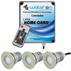 Kit Iluminação Piscina 3 Refletores 12W Led RGB + Controladora CARD - Water ON Menor preço em Kit Iluminação Piscina 3 Refletores 12W Led RGB + Controladora CARD - Water ON