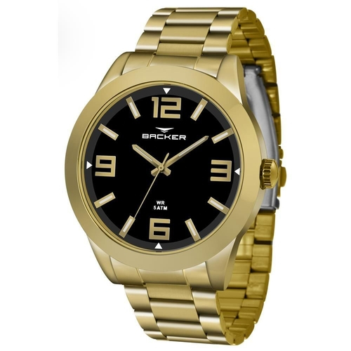 Relogio backer masculino dourado Clearance