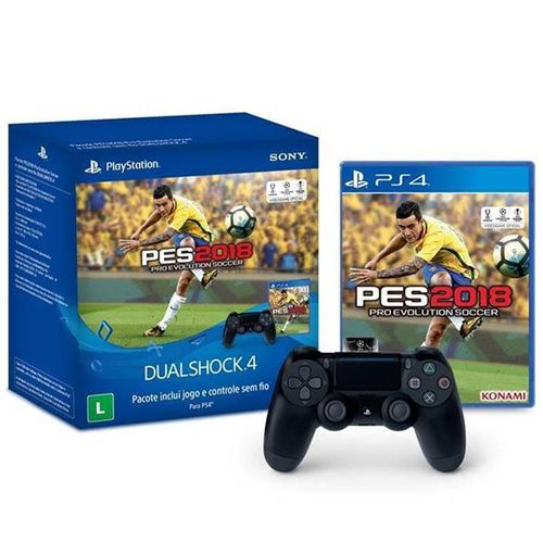 Bundle Controle Dualshock 4 Game PES 18 PS4 Pro Slim em