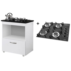 Kit Balcão Cooktop 1 Porta BR C/Fogão Cooktop 4 Bocas Menor preço em Kit Balcão Cooktop 1 Porta BR C/Fogão Cooktop 4 Bocas
