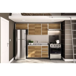 Cozinha modulada Mali #02 para pia 4 peças Branco/Nogal - Politorno Menor preço em Cozinha modulada Mali #02 para pia 4 peças Branco/Nogal - Politorno