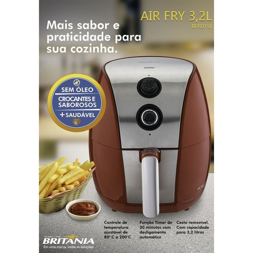 Fritadeira Sem Óleo Britânia Air Fry BFR01VI 3,2L Em Promoção Na Americanas