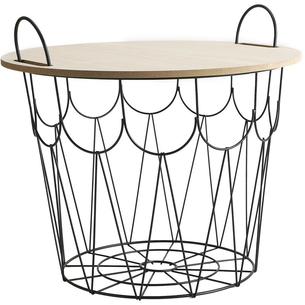 [70% de Cashback] - Mesa Lateral Aramada com Cesto e Bandeja Trame - Orb