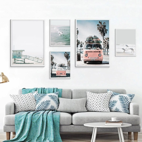 Download Arte da parede da lona grande praia For Free
