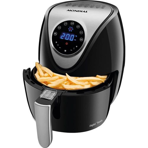 Fritadeira Elétrica sem Óleo Air Fryer Mondial AF-30-DI Digital Family Inox 3,5L Preta com Timer