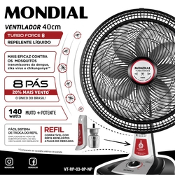 Ventilador de Mesa Mondial Turbo Force 3 velocidades 40cm com Repelente Líquido - Preto é ruim? Ventilador de Mesa Mondial Turbo Force 3 velocidades 40cm com Repelente Líquido - Preto é boa?
