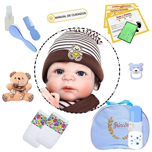 Bebe Reborn Menino 100% Silicone 55 Cm Olhos Azuis em Promoção na Americanas