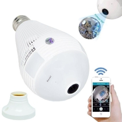 Lâmpada Câmera Espiã 360° Panorâmica Wifi Ip Led Bivolt Microfone e Alto Falante Embutido Branca Menor preço em Lâmpada Câmera Espiã 360° Panorâmica Wifi Ip Led Bivolt Microfone e Alto Falante Embutido Branca