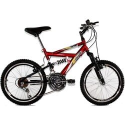 Bicicleta Aro 20 MTB 18V Full Suspension Max 220 Vermelha Menor preço em Bicicleta Aro 20 MTB 18V Full Suspension Max 220 Vermelha