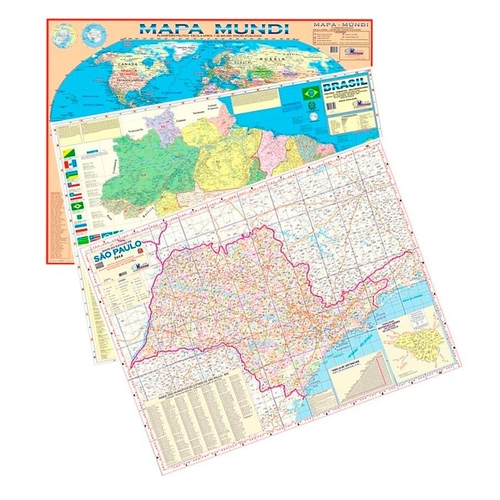Kit 3 Mapas Mundi Brasil E Estado Sao Paulo Atualizados Nas Americanas