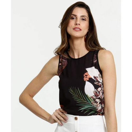 blusa de crepe sem manga