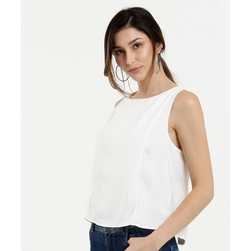 blusa de crepe sem manga