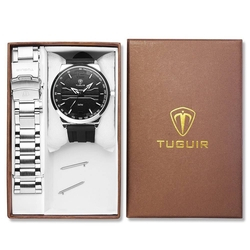 Relógio Tuguir Masculino Analógico tg105 - Preto e Prata Menor preço em Relógio Tuguir Masculino Analógico tg105 - Preto e Prata