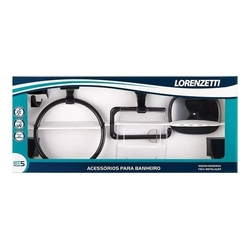 Kit Acessório Banheiro Lorenzetti Attic Quadra Preto 5 Peças Menor preço em Kit Acessório Banheiro Lorenzetti Attic Quadra Preto 5 Peças