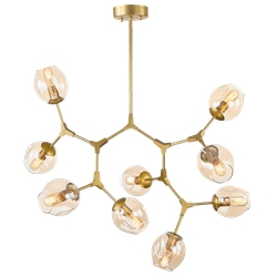Lustre Pendente Para Sala 9 Braços Dourado E Champagne Menor preço em Lustre Pendente Para Sala 9 Braços Dourado E Champagne