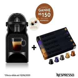 Cafeteira Nespresso Inissia Preta 110V e Seleção Variados 50 cápsulas de café Menor preço em Cafeteira Nespresso Inissia Preta 110V e Seleção Variados 50 cápsulas de café