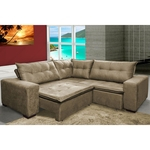 Sofá de Canto Retrátil e Reclinável Cama inBox Platinum Tecido Suede Café