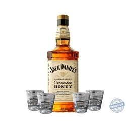 Whisky Jack Daniels Honey 1 L + 4 copos shot personalizado Menor preço em Whisky Jack Daniels Honey 1 L + 4 copos shot personalizado