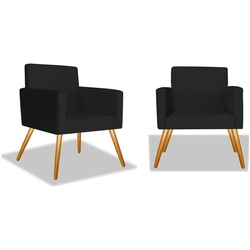 Kit 2 Poltronas Cadeiras Decorativas Nina Recepção Sala Escritório Suede Preto é boa?