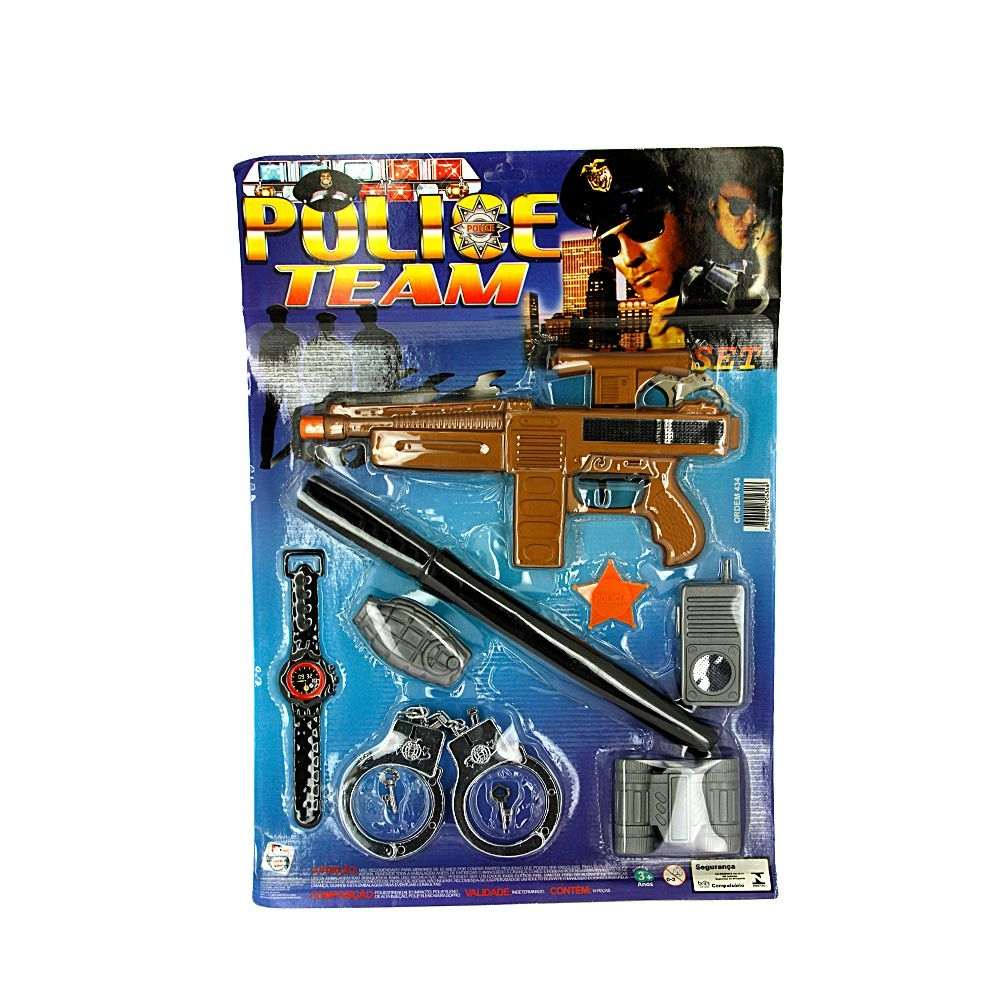 Kit com 4 Arminhas e Relógios Kit Policial de Brinquedo na