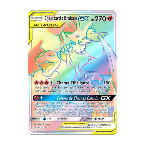 Carta Pokémon Charizard E Braixen Gx Full Art Sol E Lua 230