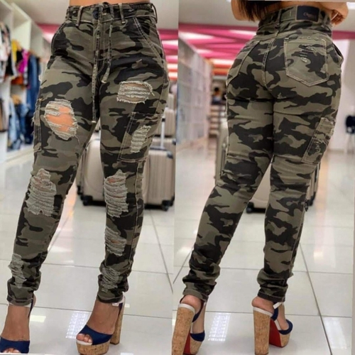 calças jeans camuflada