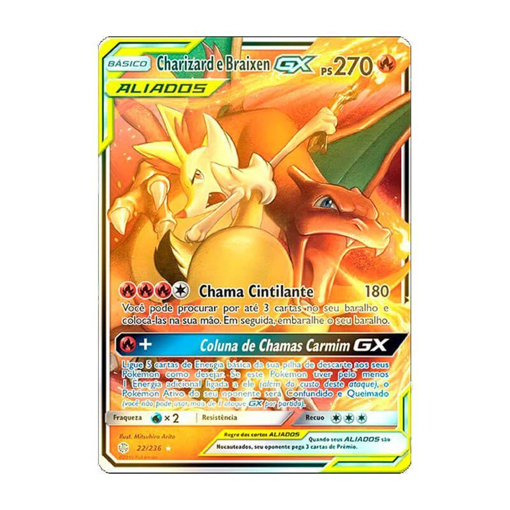 Charizard E Braixen GX Pokémon Carta Em Português 22/236