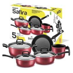 Jogo Panelas Com 5 Peças Safira Cereja Menor preço em Jogo Panelas Com 5 Peças Safira Cereja