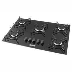 Cooktop a Gás 5 Bocas Built Soft Bivolt Automático Preto Menor preço em Cooktop a Gás 5 Bocas Built Soft Bivolt Automático Preto