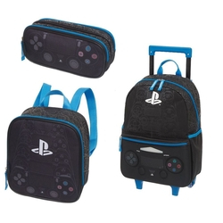 Kit Mochila Infantil De Rodinha + Lancheira + Estojo Duplo Playstation Pacific Menor preço em Kit Mochila Infantil De Rodinha + Lancheira + Estojo Duplo Playstation Pacific