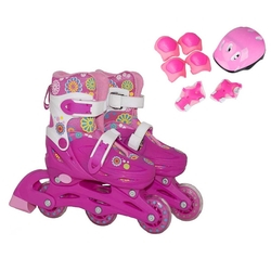 Patins 28/31 Rosa Infantil Menina C/ Kit Proteção Capacete Menor preço em Patins 28/31 Rosa Infantil Menina C/ Kit Proteção Capacete
