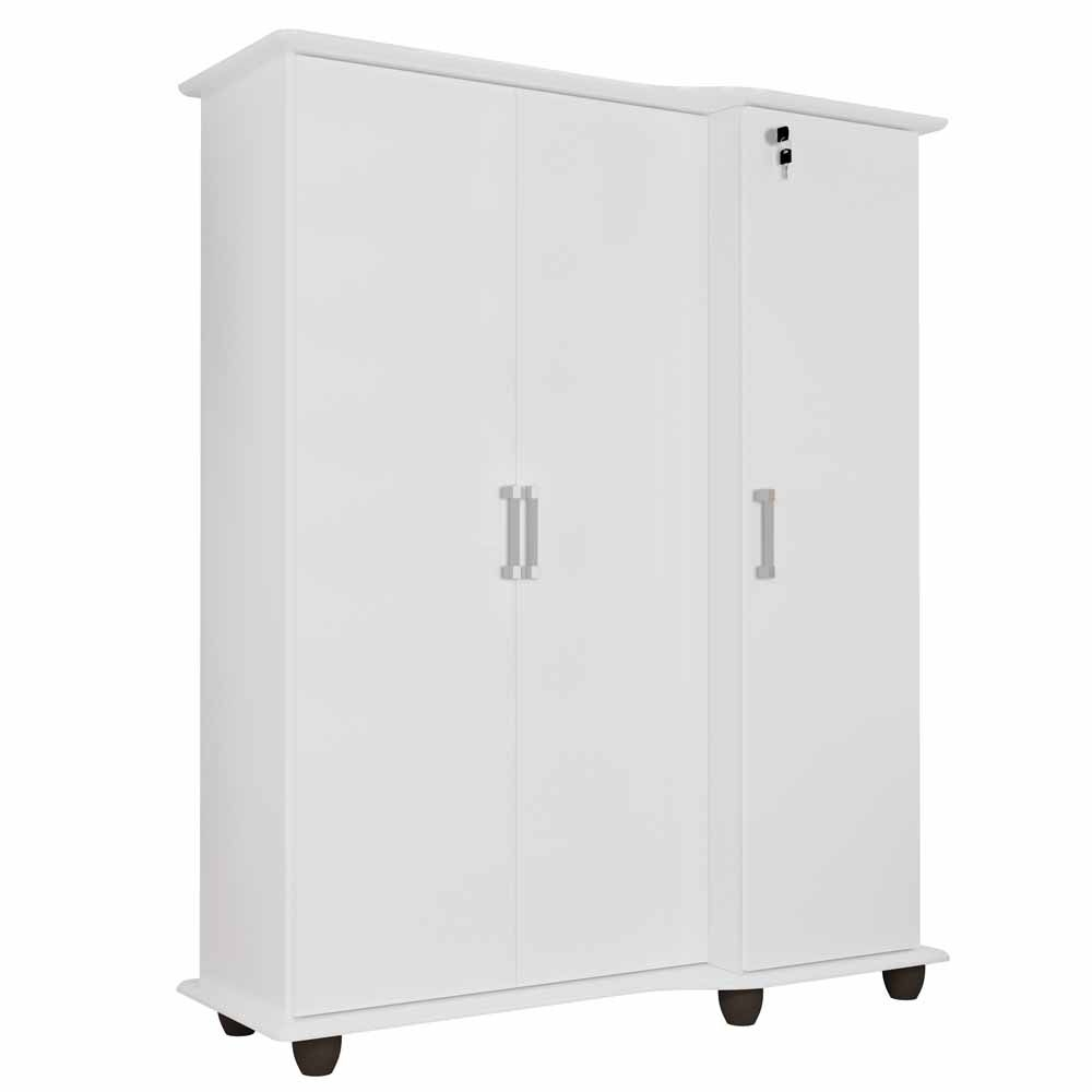 Armario Multiuso Branco 3 Portas 145 X 119 Cm 8 Prateleiras Em Promoção