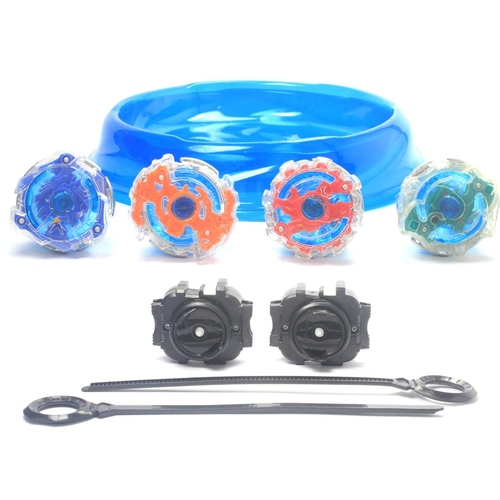 Kit com 4 peoes beyblade metal burst 2 lancadores 2 cordinha arena xun