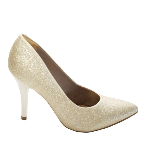 sapato bico fino dourado