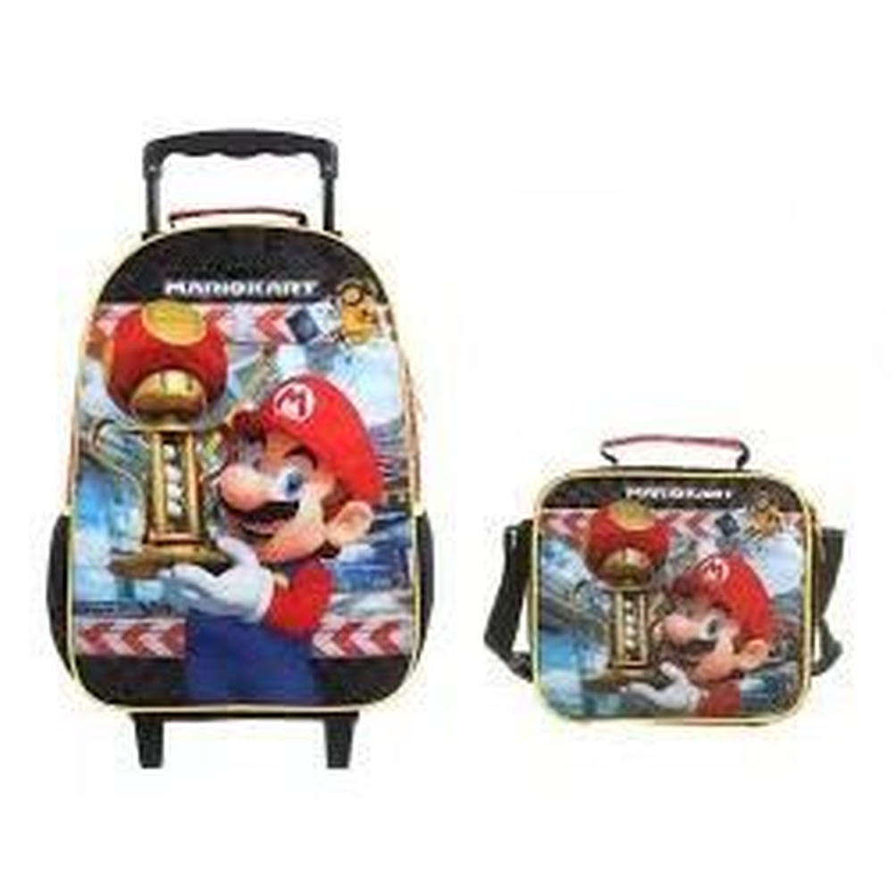 Combo Kit Mochila mais Lancheira Super Mario Kart em Promo o na